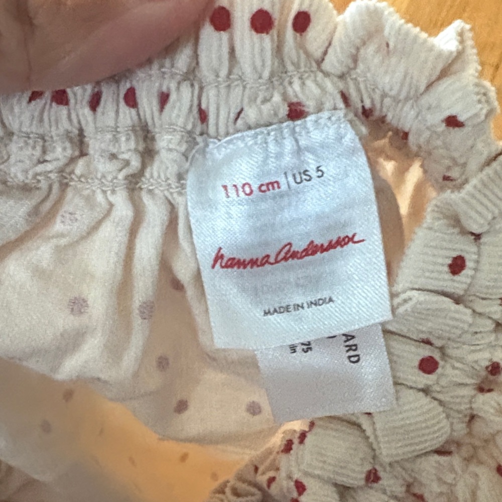 *Hanna Andersson Cream Button Down Corduroy Shirt with Polka Dots - Picture 2 of 9